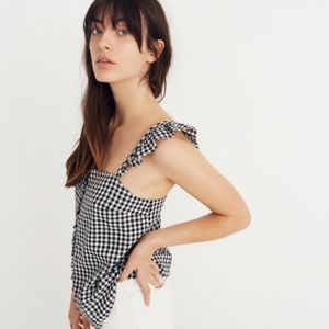 Madewell Ruffle Strap Cami Top in Gingham Check